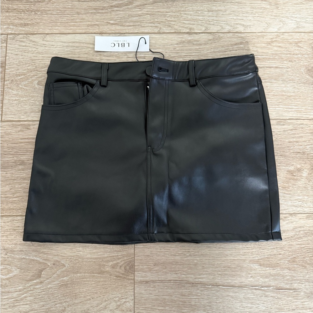 LBLC the Label Sleek Black Leather Mini Skirt